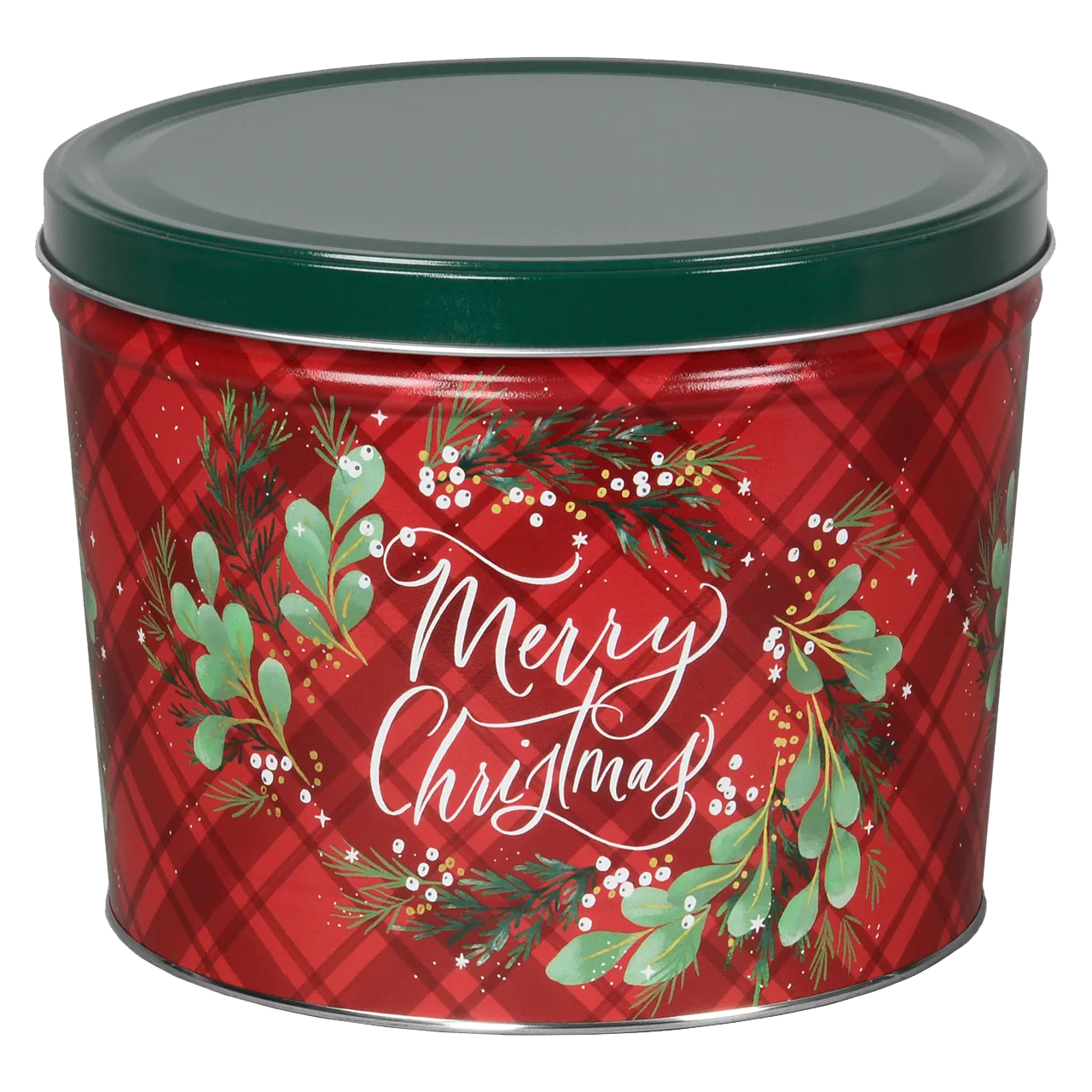2 Gallon Tin - Christmas Plaid